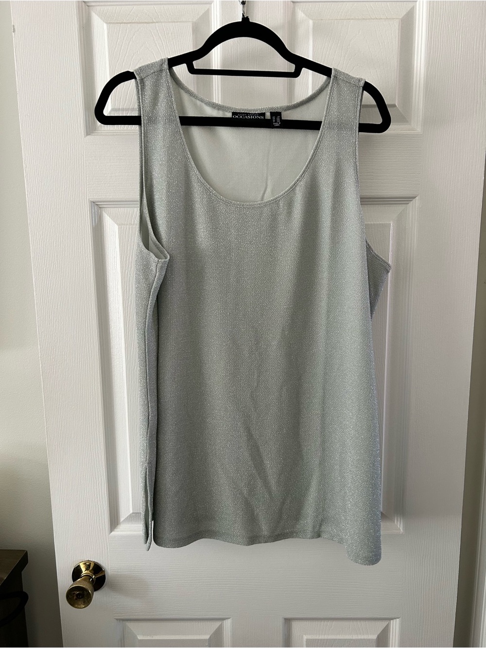 Susan Graver Silver Shimmery Scoop Neck Tank